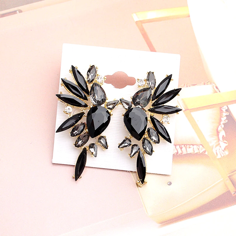 Crystal Wing Statement Earrings - Product Image