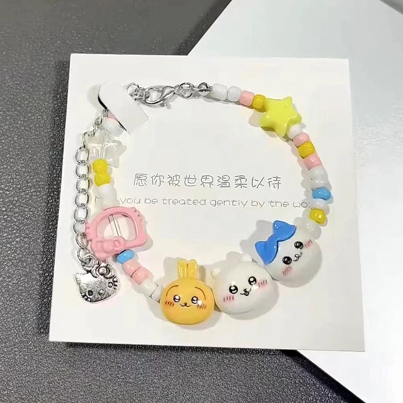 Cute Anime Character Pastel Beaded Charm Bracelet - Product Image