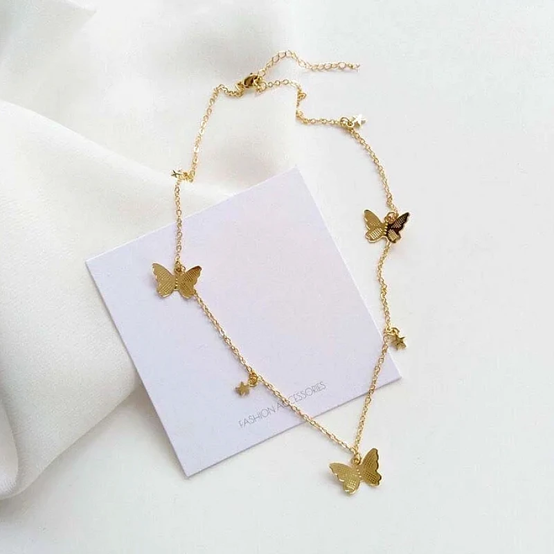 Gold Butterfly Star Necklace