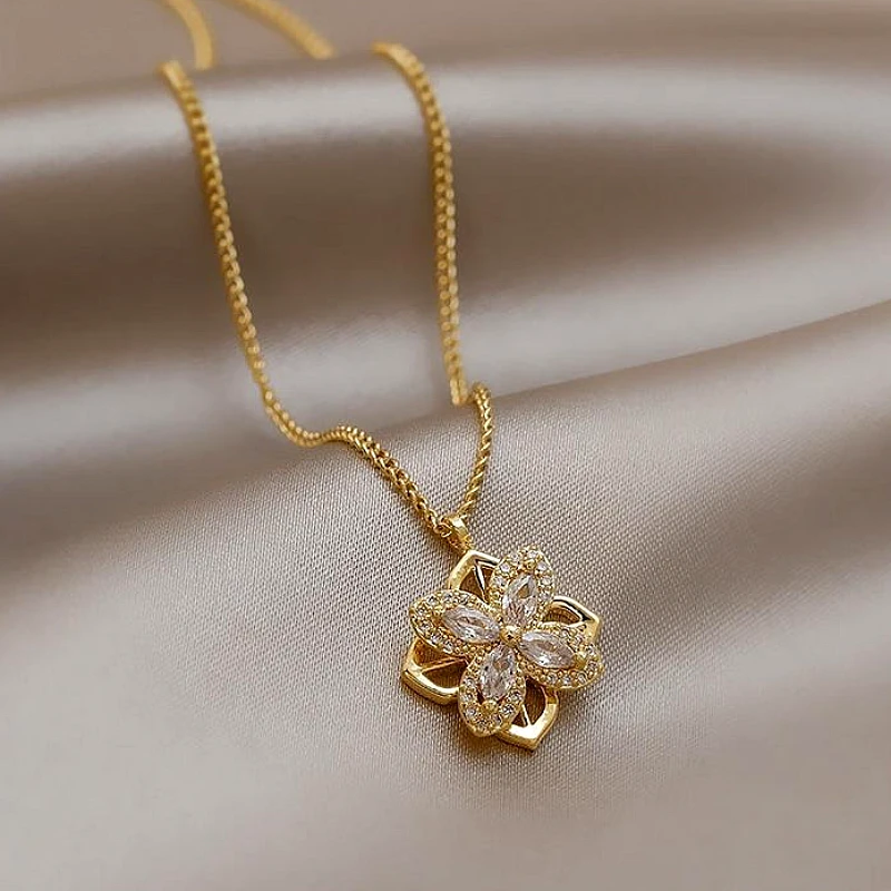 Gold Crystal Flower Necklace