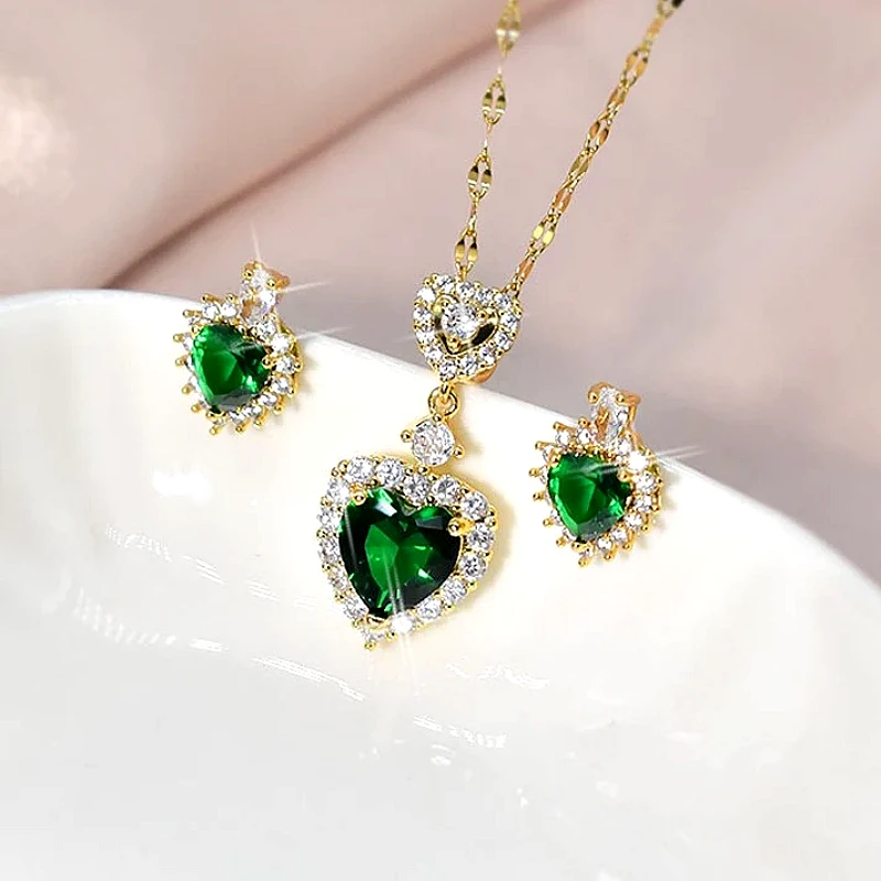 Green Heart Jewelry Set