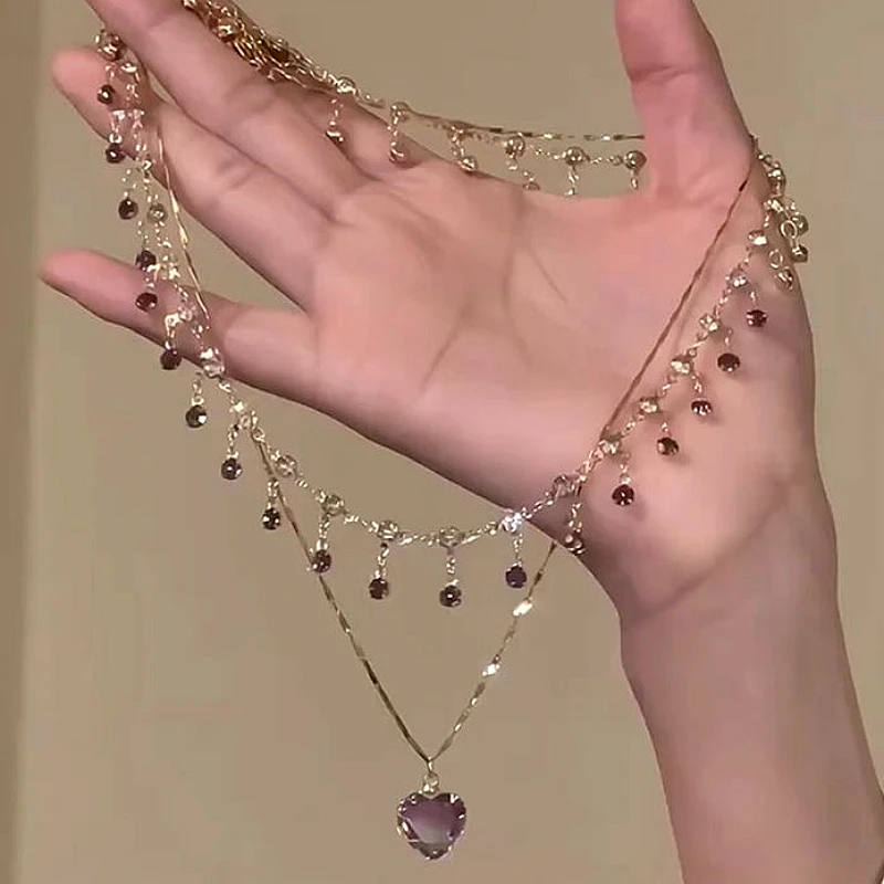 luxury premium style Layered Heart Necklace 