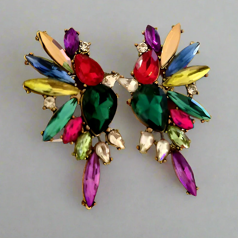 Multicolor Crystal Bird Earrings - Product Image