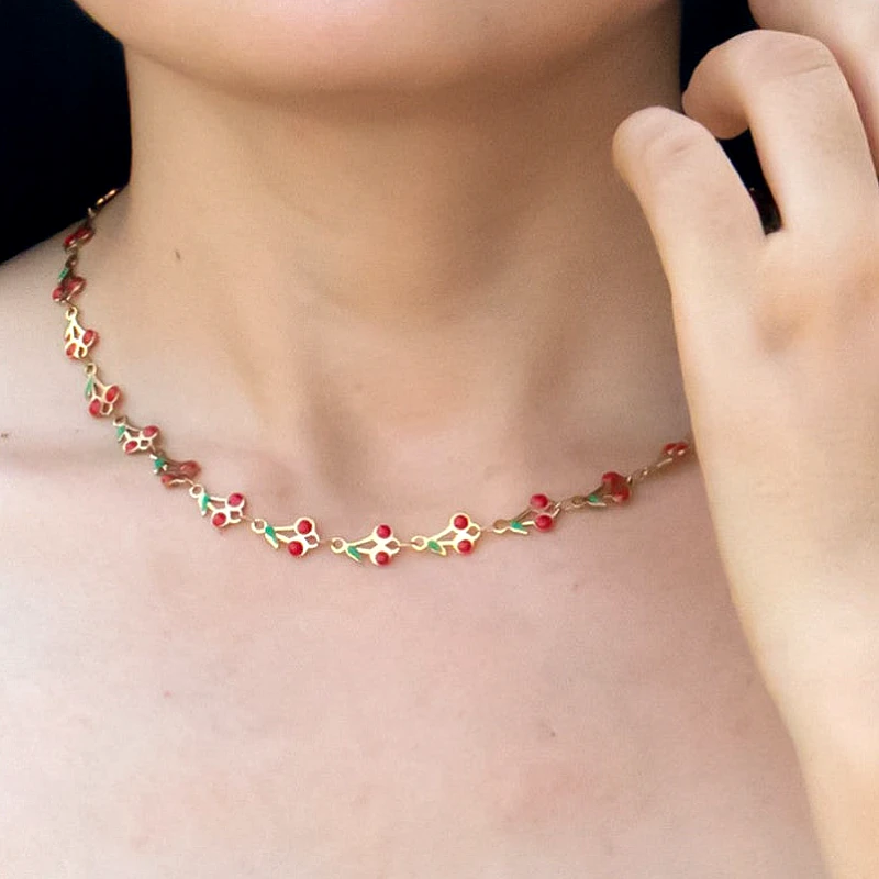 Premium Gold Cheery Fruit Necklace 