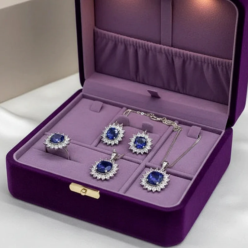 Purple Stone Jewelry Box Set