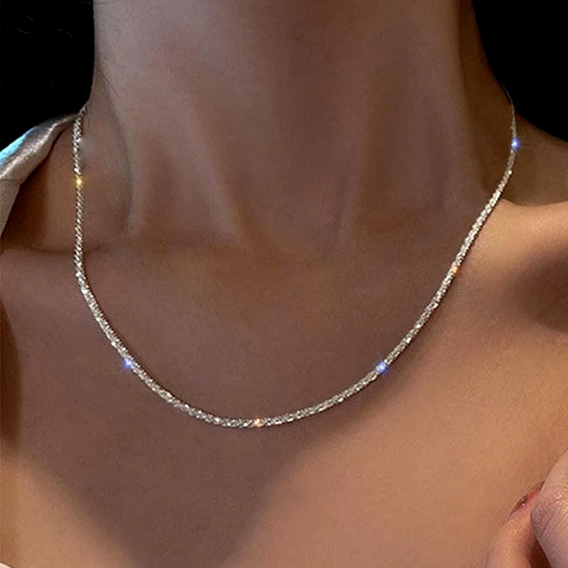 Sparkling Crystal Tennis Necklace
