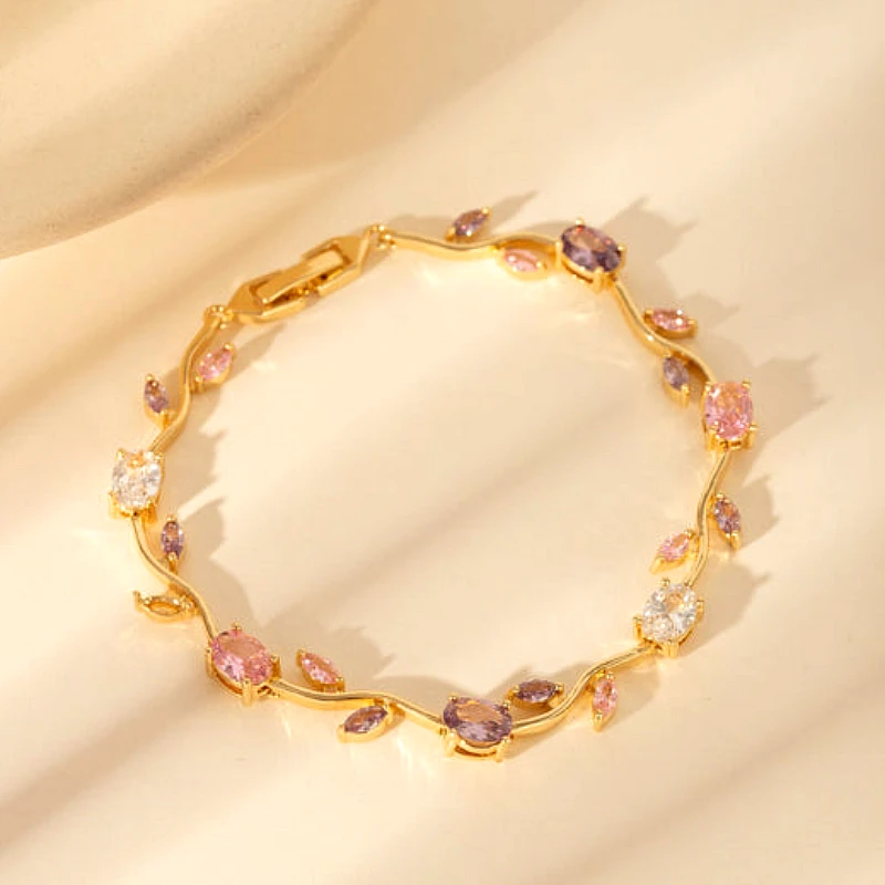 Viral Tulip Diamonds Gold Bracelet - Product Image