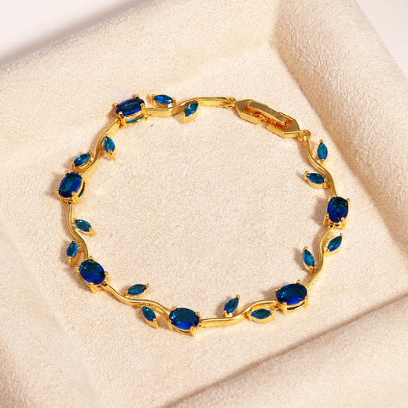 Viral Tulip Navy Diamond Gold Bracelet  - Product Image
